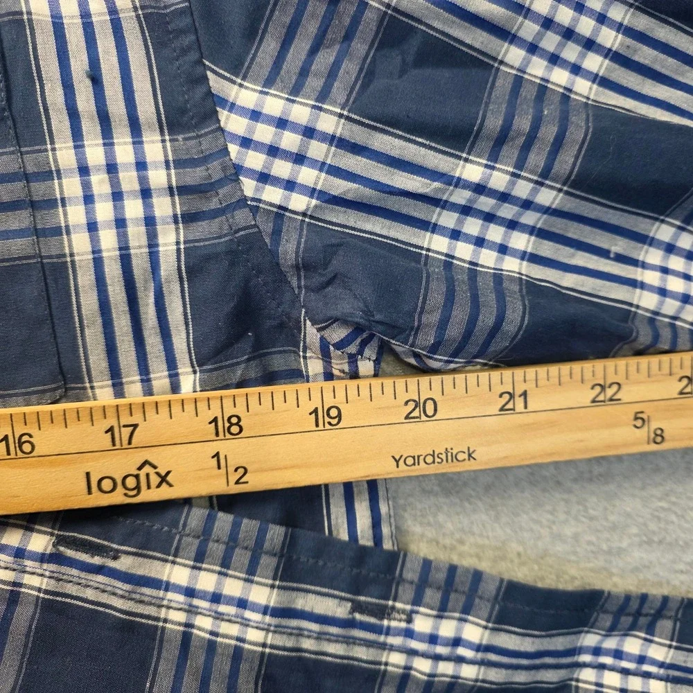 Beverly Hills Polo Club Button Front Shirt Long Sleeve Boys 14-16 Blue Plaid